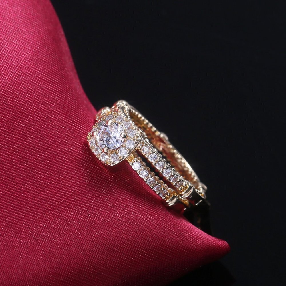 💎 Dainty Square Full Gems Zircon Gold Luxury Ring for Women, INDN8237 - Picture 3 of 7